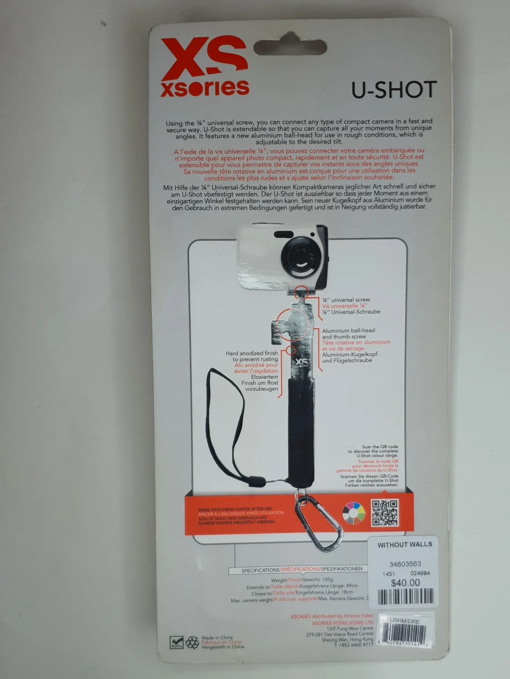 U-Shot Red Telescopic Camera Monopod NWT